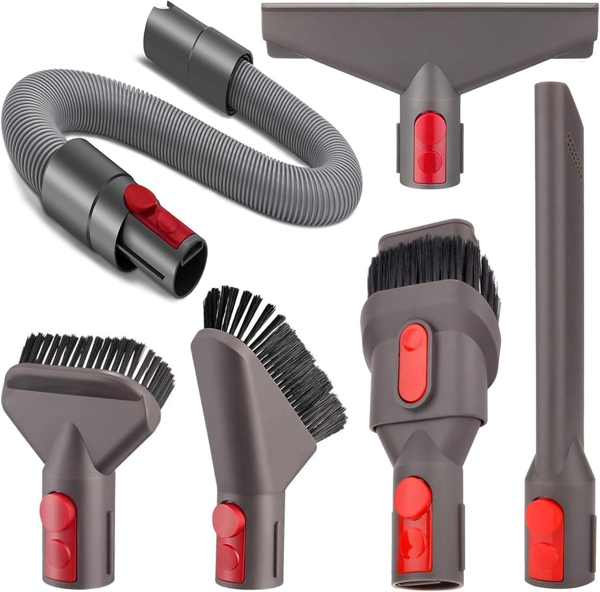 6 stuks accessoires reserveonderdelen voor Dyson stofzuiger, met borstel voor Dyson V7, V8, V10, V11, V12, V15, Gen5 en borstelkoppen, sproeiers en slang, voor alle oppervlakken, banken, auto's, nauwe
