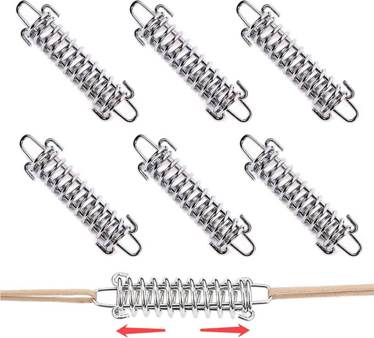Spanveer-set 6 stuks trekveren zonnezeil 10 cm spanveer zonnezeil stalen spanveer springveren voor tenten luifels campingaccessoires (10 x 3 cm)