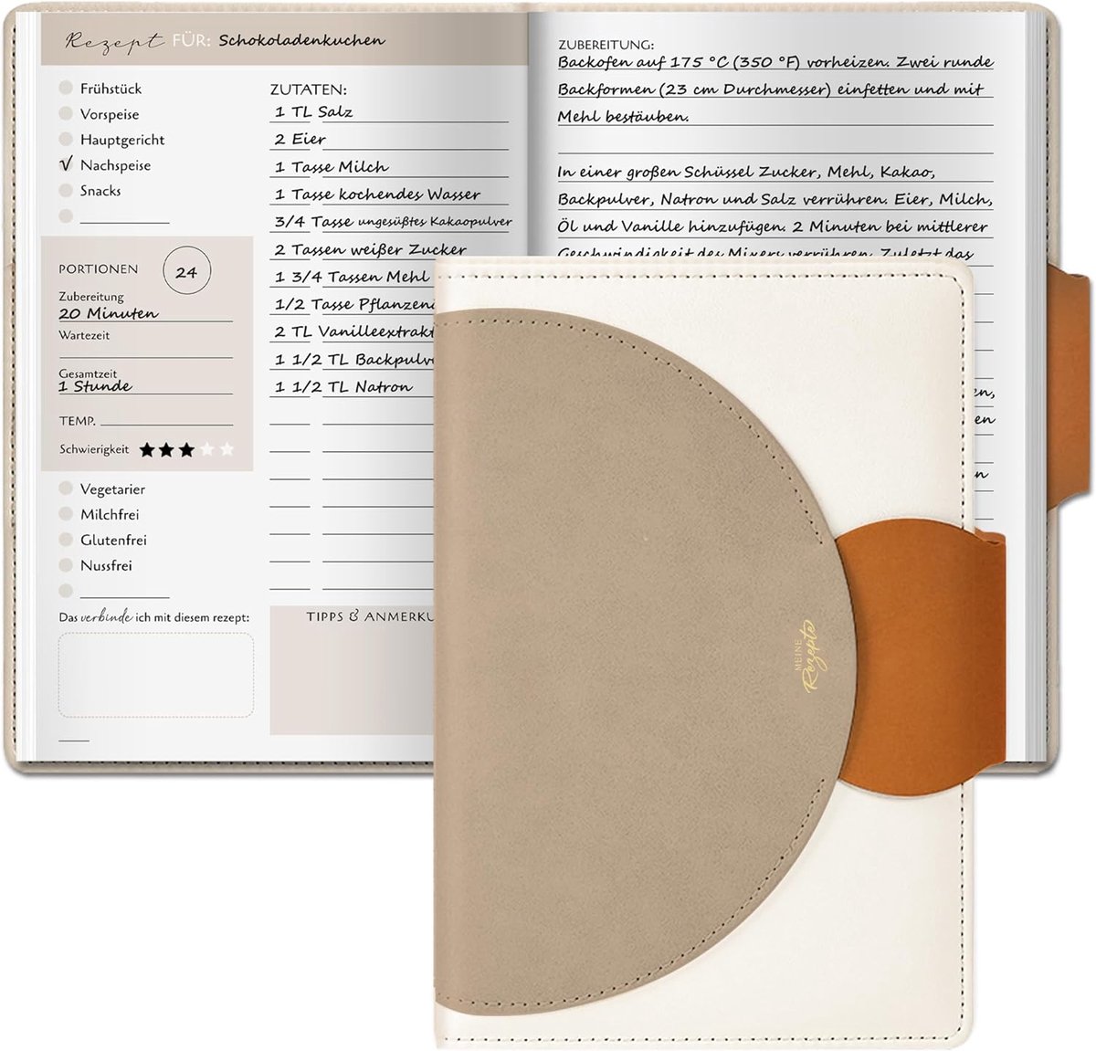 Receptenboek om zelf te schrijven, A5-formaat, kookboek om zelf te schrijven, receptenboek voor 100 favoriete recepten, kookboek om zelf in te vullen, receptenboek om uit te vullen