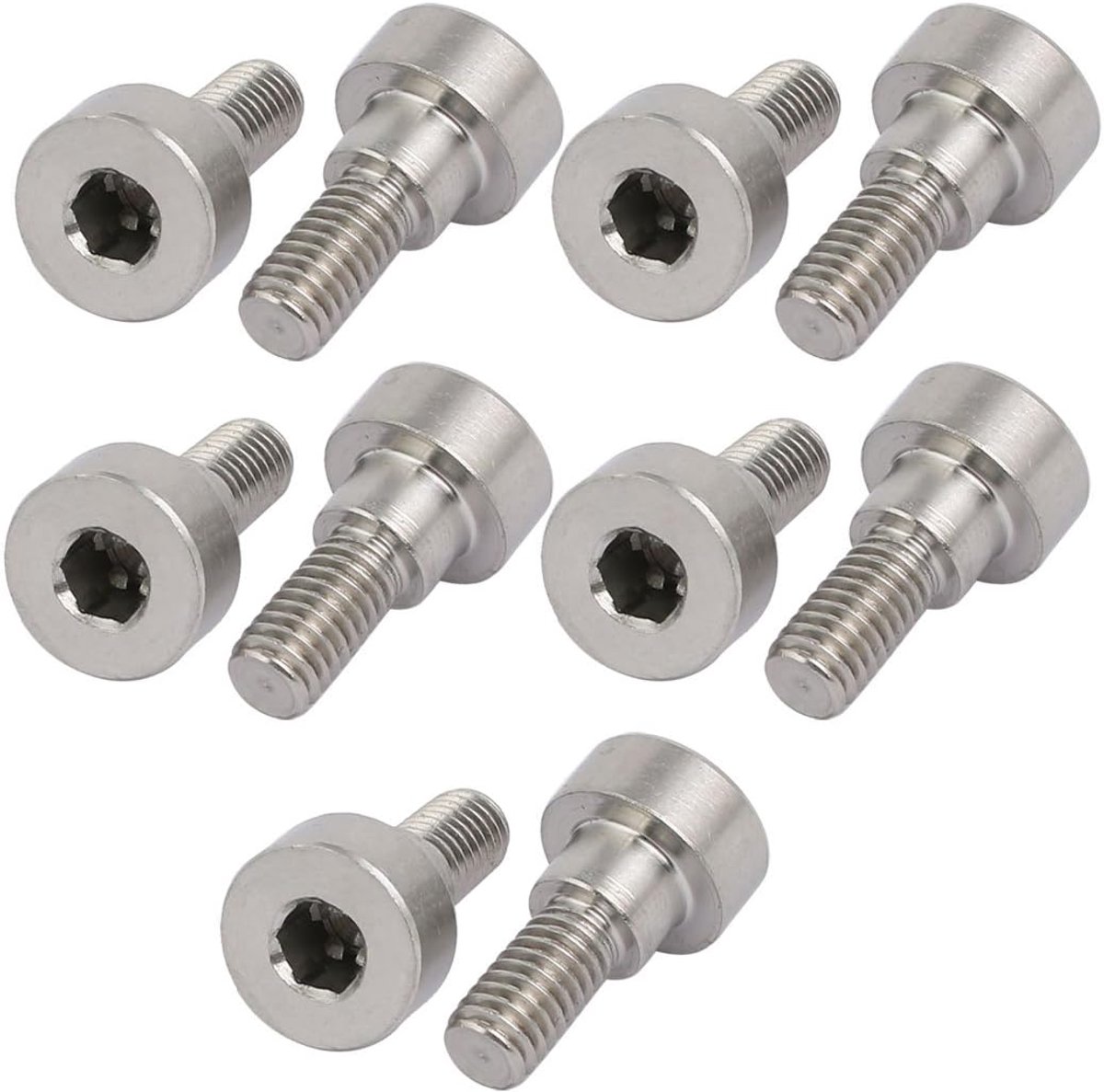 sourcing map 10st. 304 roestvrij staal zeskant schouder bouten 8mm schouder diameter 5mm lengte M6 de