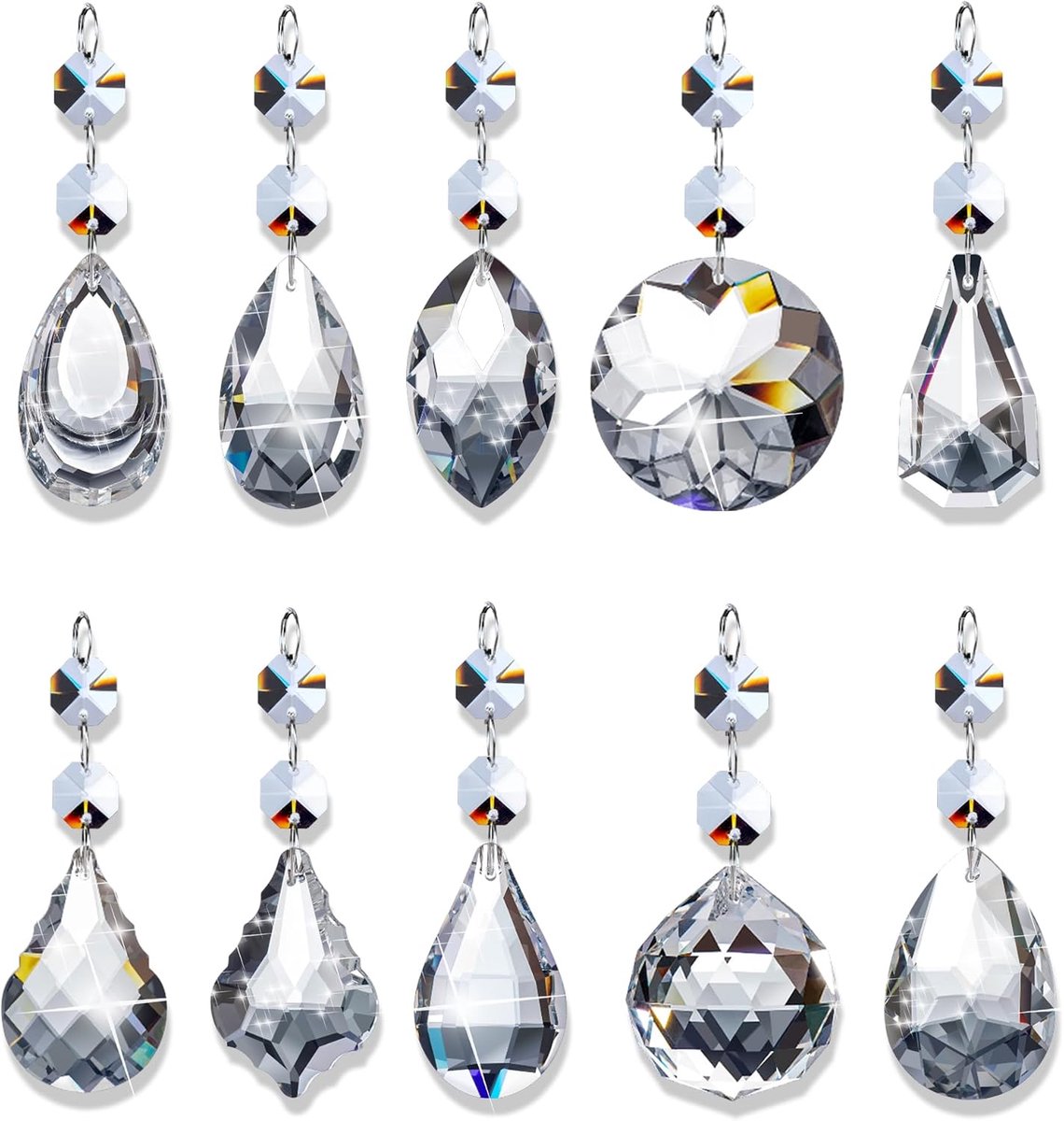 Zonnenvanger Kristal Windspel,10 stuks Hanger Deko,Regenboog Kristallen Hanger,Balkon Deko,Regenboog Zonnenvanger,Fensterdeco Hangende voor Thuis Tuin Outdoor Deko