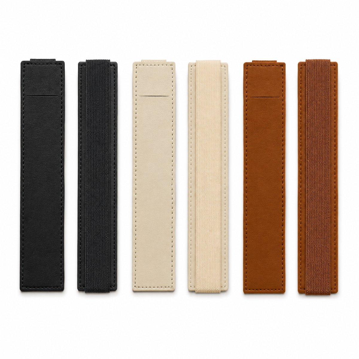 VHV - Pennenhouder met Elastische Band - 6 Stuks - PU-leer