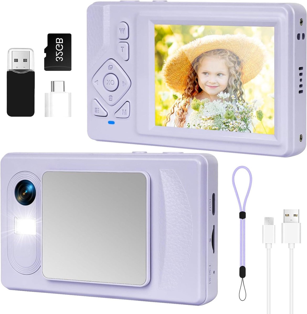 Digitale Camera - Vlog Camera - Herinneringen Vastleggen - 48MP UHD Resolutie - 2.83 Inch Display - Paars