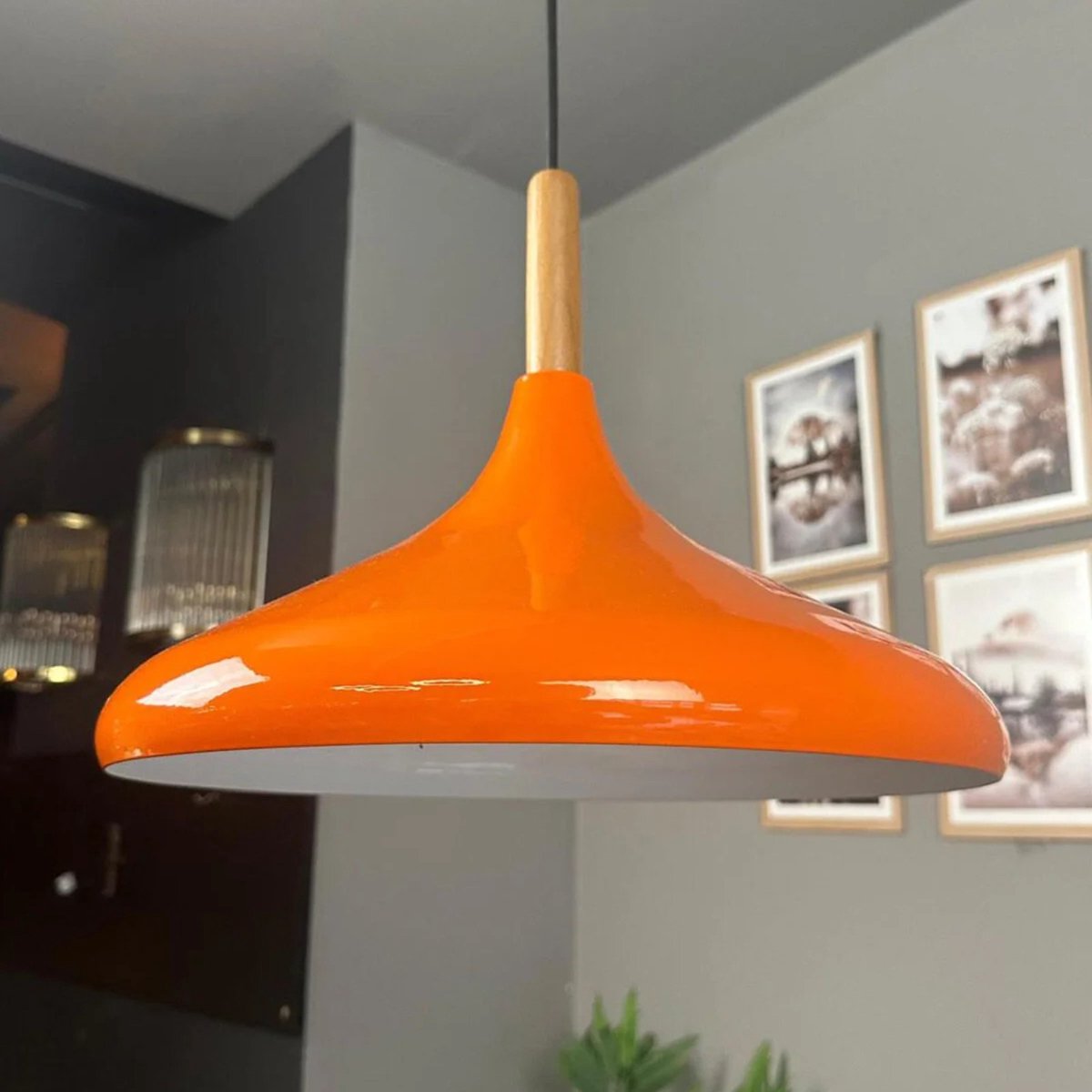 Bamyum Champion hanglamp, industriële Modern stijl, Ø35 cm, oranje metalen lamp