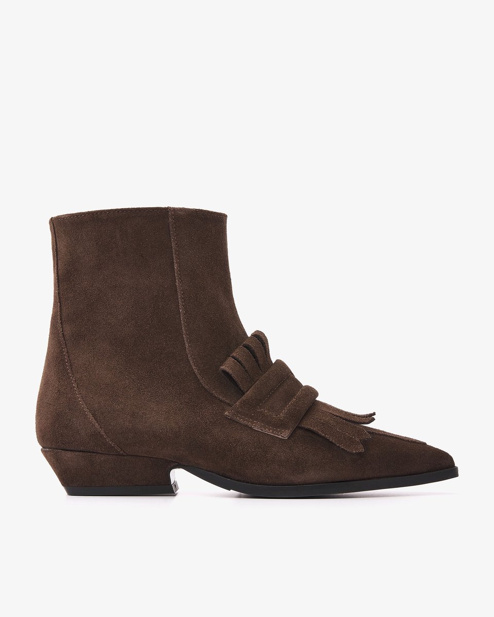 VIA VAI Vive Evie Enkellaarsjes Dames - Suède - Bruin - Maat 40