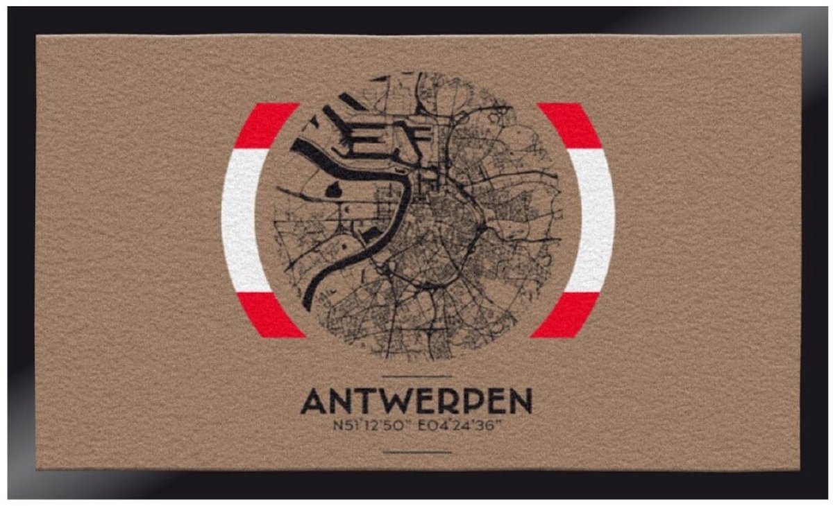 Deurmat Antwerpen Maps - Deurmat Binnen - 45 x 75cm - Antislip - Polyamide