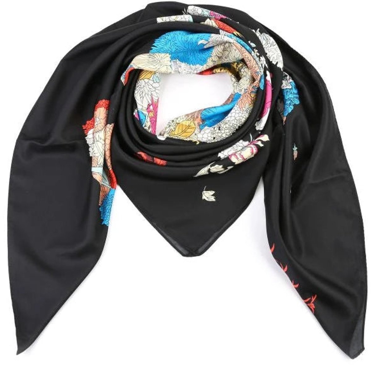 Sunset Fashion Omslagdoek Bloemetjes zwart 130x130cm