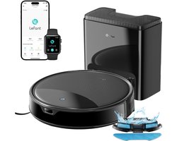 Lefant M350 Robotstofzuiger met dweilfunctie - Automatische lediging - Stofzuiger - 6000 Pa zuigkracht - Met oplaadstation - Bedienbaar via smartphone - ToF-navigatie - Met leegstation - Ideaal voor huisdieren - Zwart