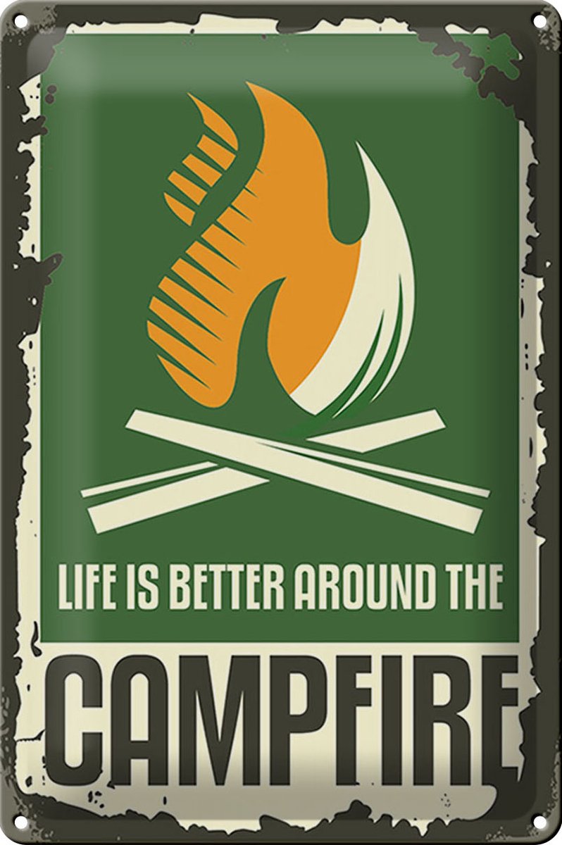Blechschild Camping 20x30cm campfire life is better