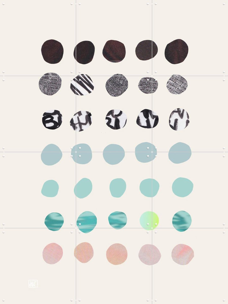 IXXI Piece By Peace Teal, Henriette Visscher - 60 x 80 cm - Gratis ophangtool - Grote wanddecoratie en posters - Illustraties, Speels, Minimalisme