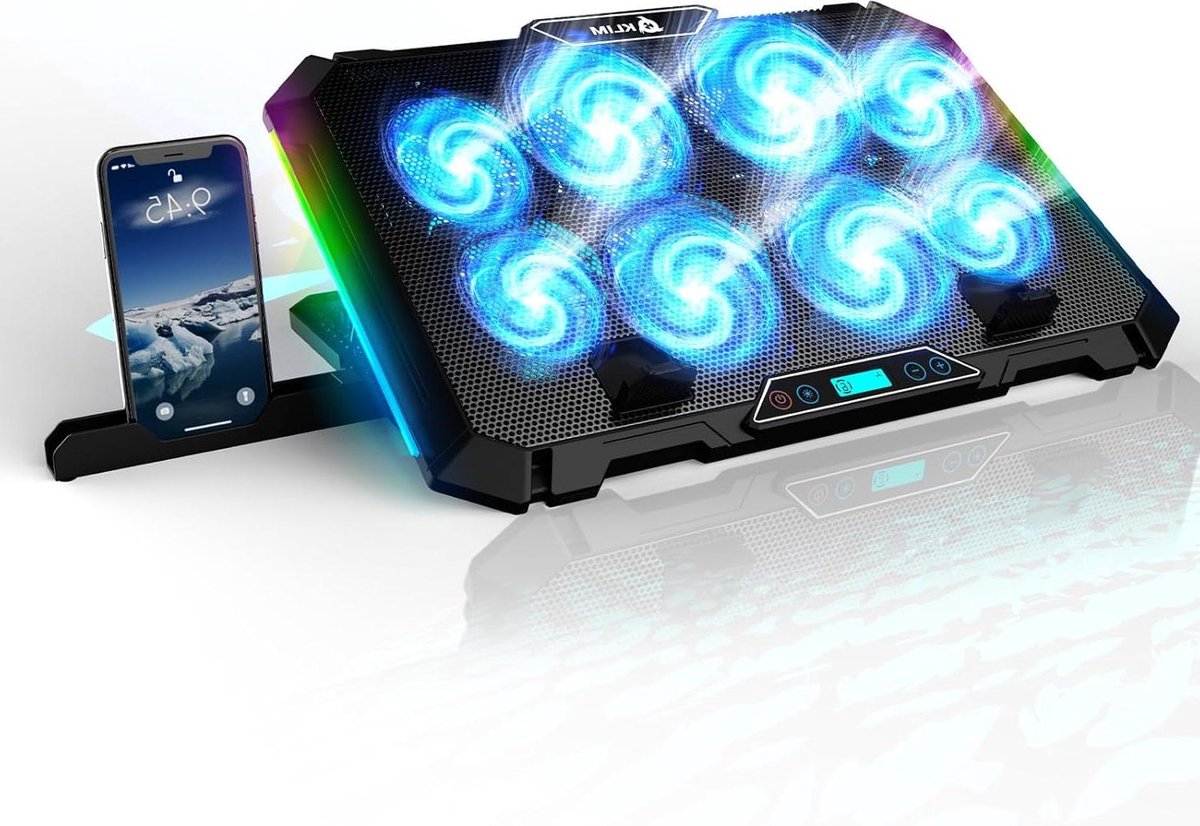 Laptop Koeler - Notebook Koeler - Gaming Prestaties Verbeteren - 8 Krachtige Ventilatoren - Tot 17 inch - RGB Verstelbaar