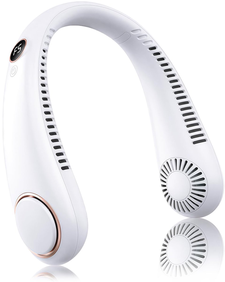 SnelShoppen - Draagbare Nekventilator USB Oplaadbaar met 360° Luchtstroom, 5 Snelheden, Stille Ventilator voor Kantoor, Reizen, Sport, Buiten, Zwart
