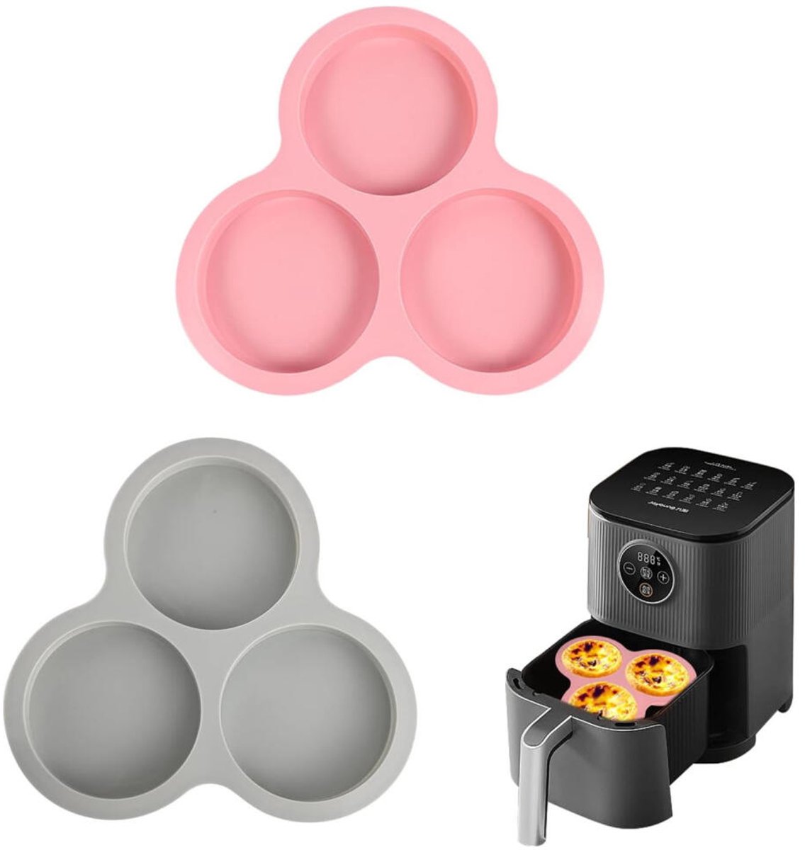 Siliconen Bakvorm - 2 Stuks - Cakevorm - Muffin Bakvormen - BPA-vrij - Vormpjes - Herbruikbaar - Muffin Vormpjes - Broodbakvorm - 3 gaten
