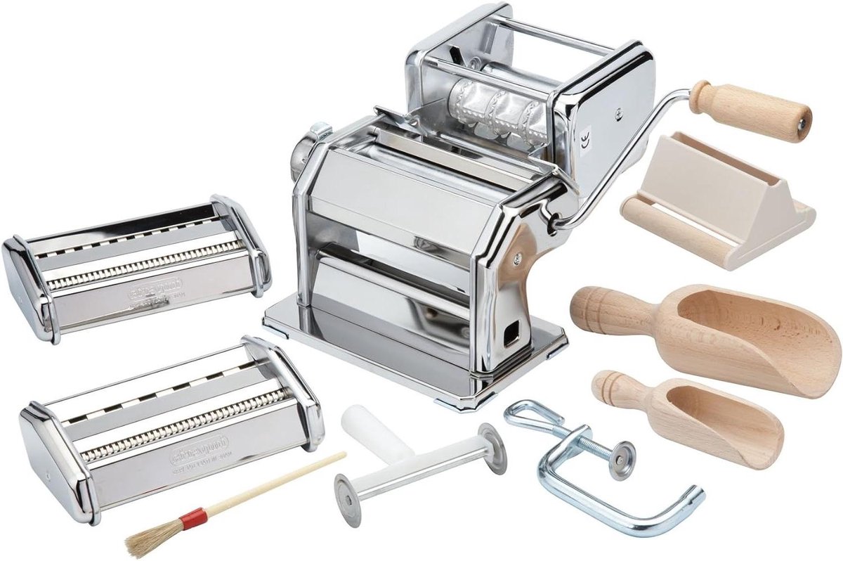 Pastamachine Handmatig - Deegmaker Set - Zelf Pasta Maken - Zes Dikte standen - 4 kg - Zilver