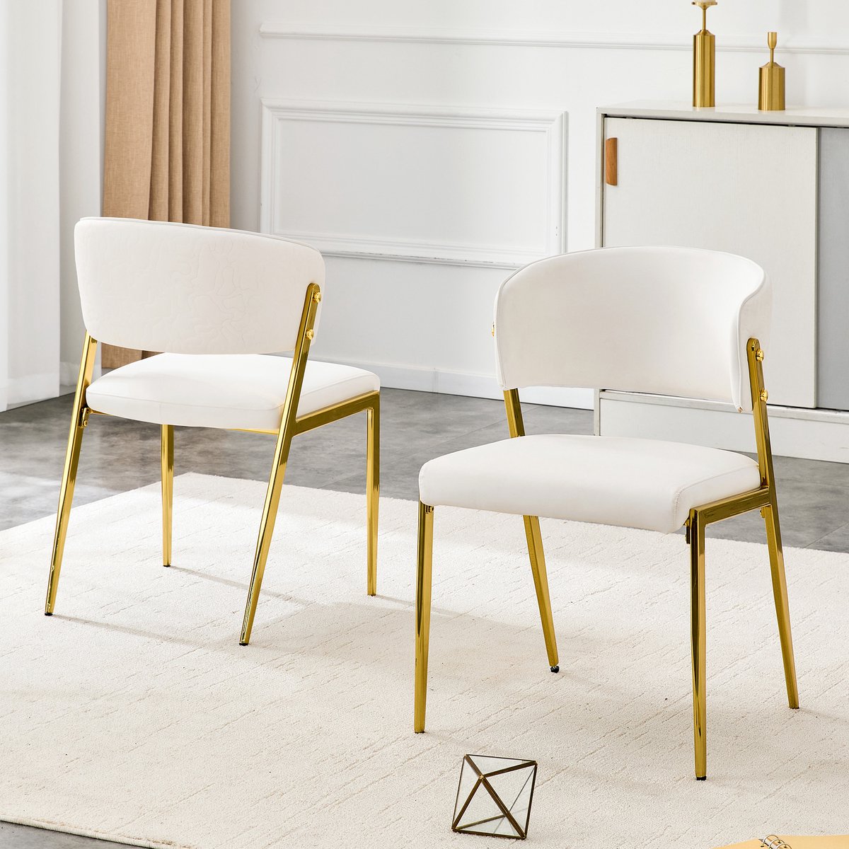 Eetkamerstoelen - Set van 2 - Eetkamerstoel Set - Moderne Eetkamerstoel met Gestoffeerde Zitting - Stoel met Metalen Frame - Keukenstoel - Woonkamerstoel - Stoel voor Eetkamer en Keuken - Grijs