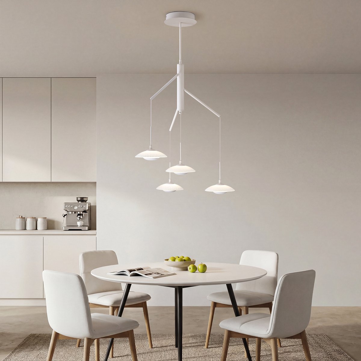 Hanglamp 24W - Hanglamp LED - Moderne Plafondlamp en Eettafel Hanglamp voor Woonkamer Eetkamer Slaapkamer-Energieklasse C - Wit