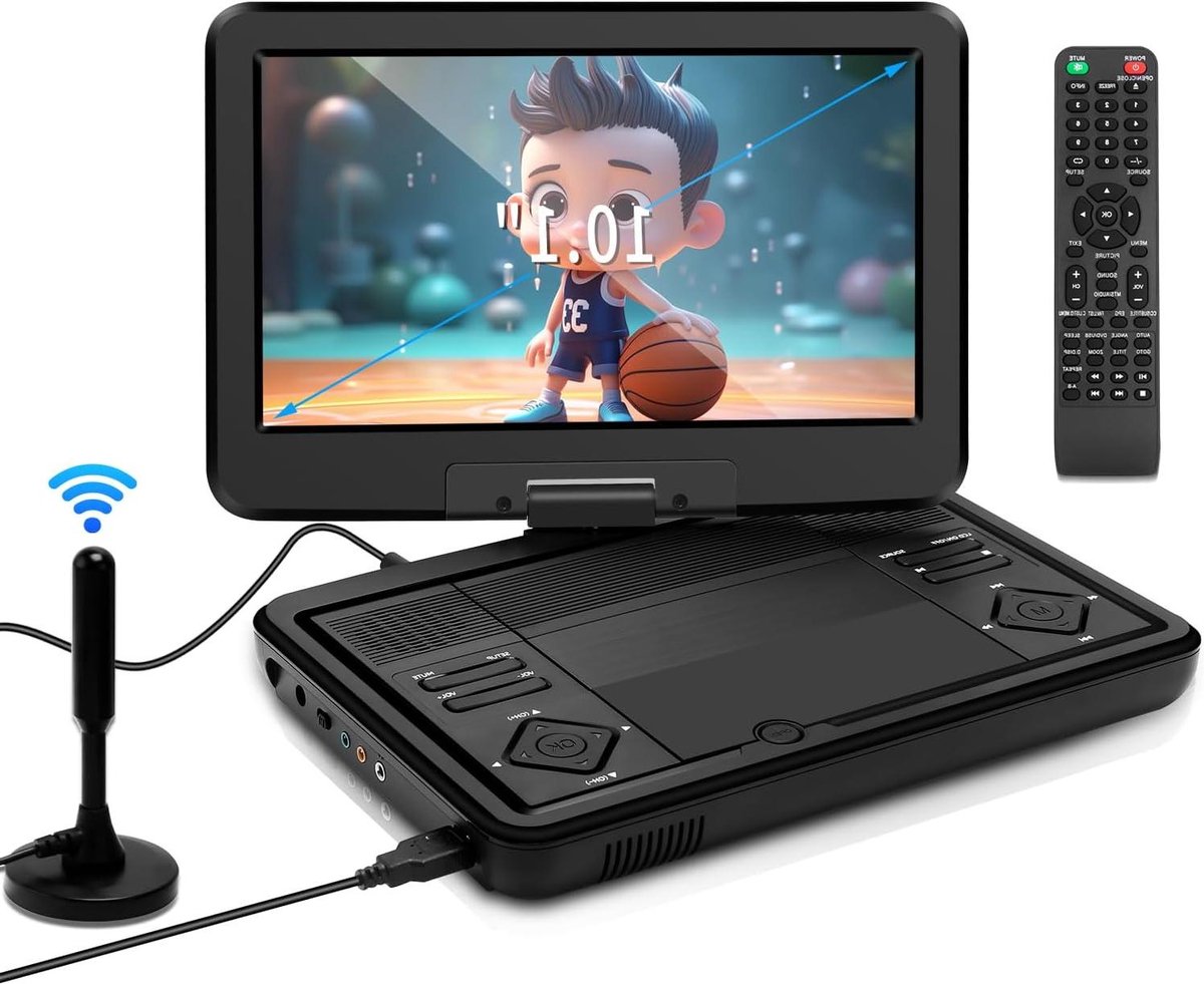 Draagbare DVD Speler - Televisie Monitor - Films Kijken - Ingebouwde TV Tuner - 10.1 Inch - Zwart