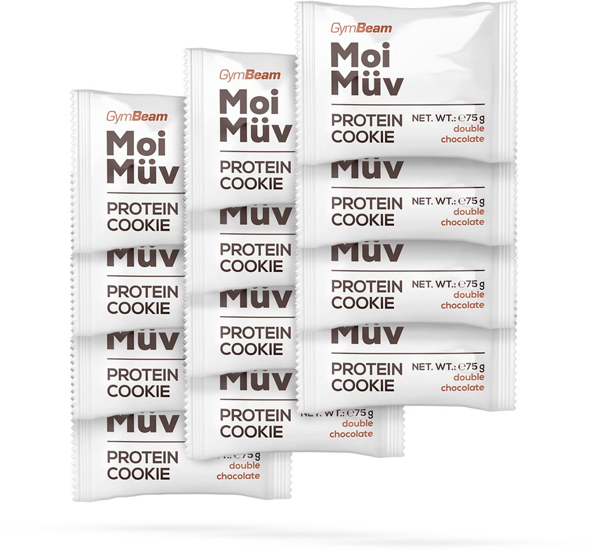 GymBeam MoiMüv Eiwit Koekje 12 x 75 g dubbele chocolade