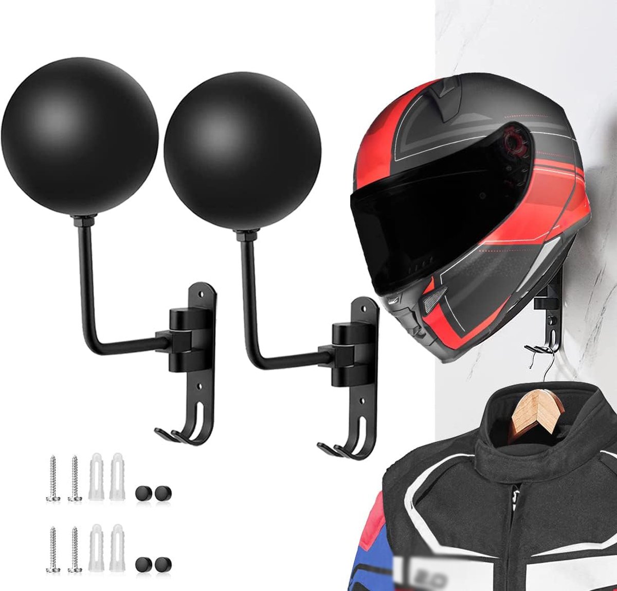 Stevige Helm- En Kapstok Met 2 Haken En 180° Draaifunctie - Ruimtebesparend Draagvermogen 30 kg Aluminium Plat Op Te Vouwen - Voor Garage Slaapkamer En Hal
