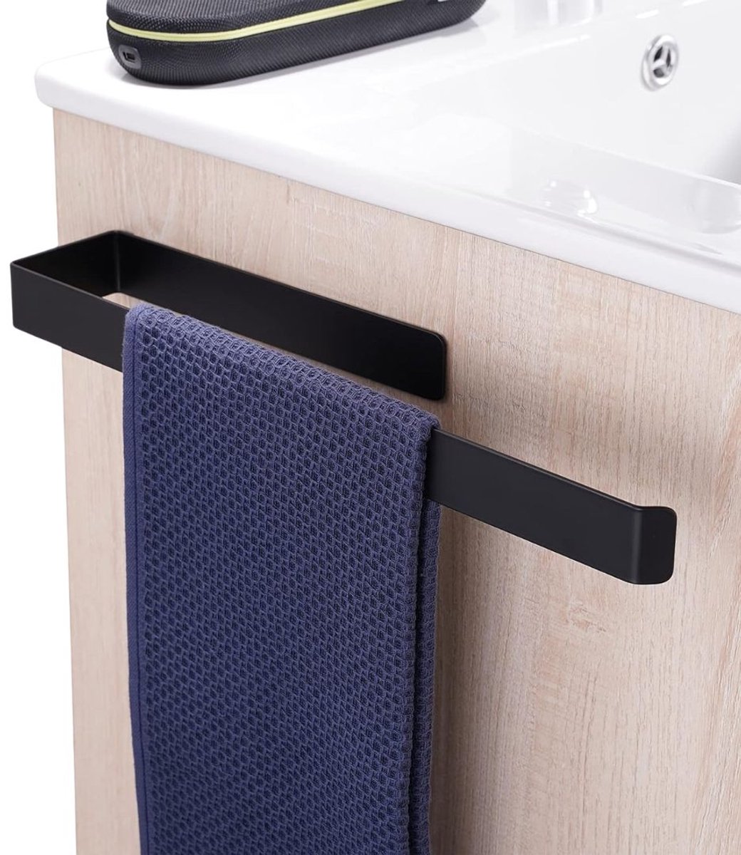 JCP® Handdoekrek - Handdoekrek Badkamer - Handdoekhouder - Zwart - 32cm x 5cm x 4cm