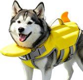 Hondenzwemvest - Maat M - Verstelbaar hondenbadpak - reddingsvest hond - Zwemvest voor honden - voor kleine honden - voor zwembad, meer, rivier, waterspel - Geel