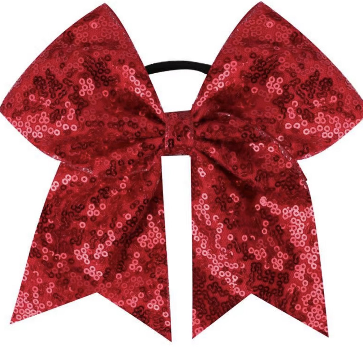 SilverAndCoco® - Rode Haar Strik met Glitter / Elastiek Haarband Scrunchies / Haarstrik Glitters Knip Haarelastieken Dames Meisje / Gouden Elastische Knipje Kerst Feest Oud en Nieuw - Rood / Red