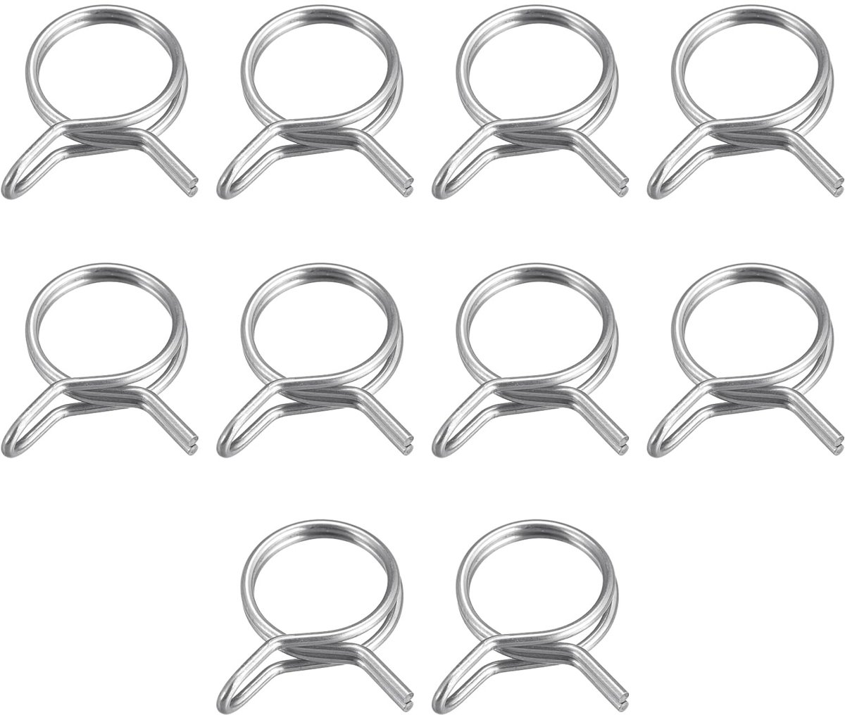 Slangklem dubbele draadveer, 10 stuks 304 roestvrij staal 12 mm interne diameter 12,7 mm - 13,4 mm OD brandstofslang slang siliconen buis veer clips