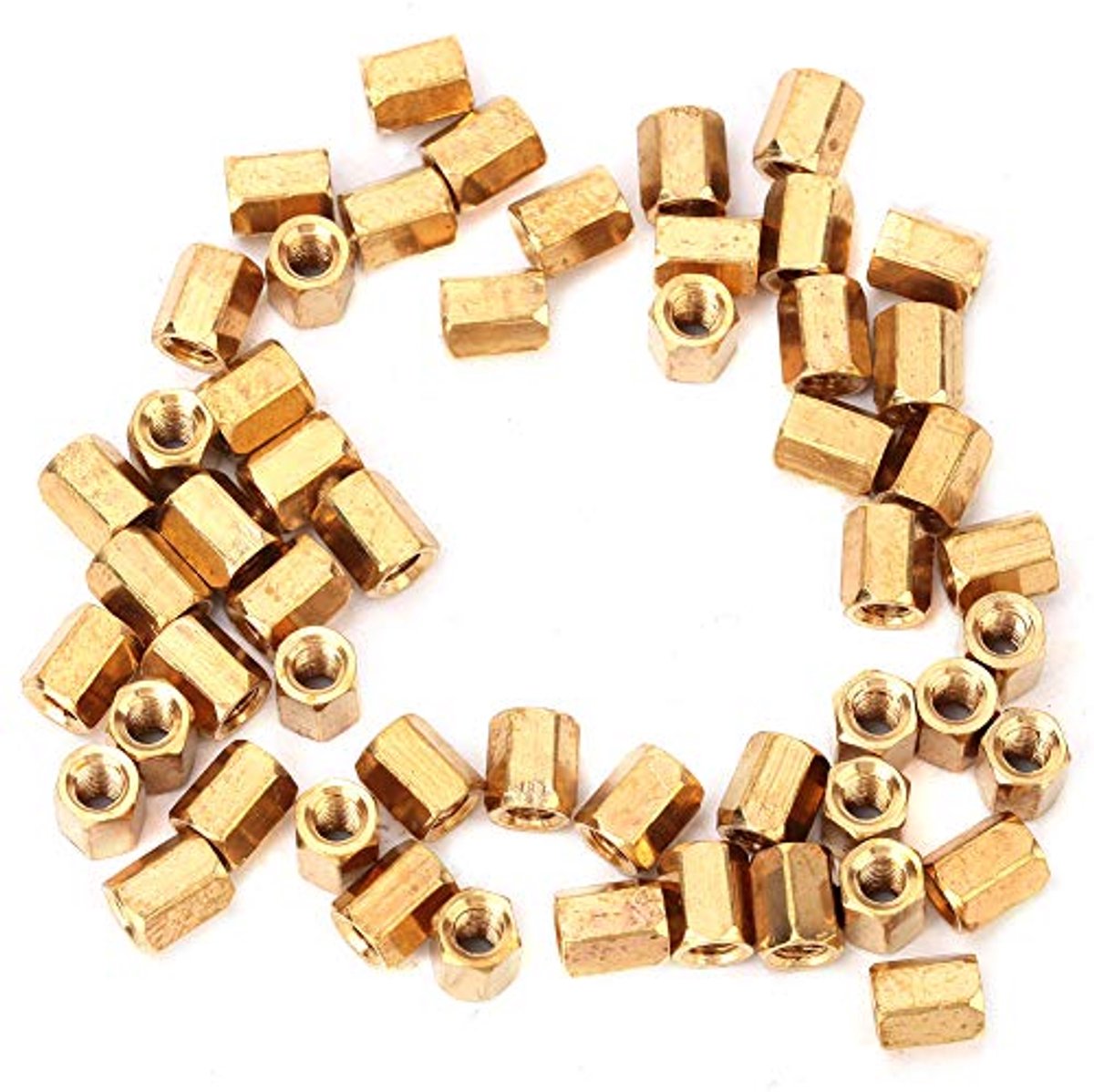 50 STUKS M3 * 6 mm messing afstandhouder, holle dubbele doorgang PCB afstandhouder zeskant afstandhouder