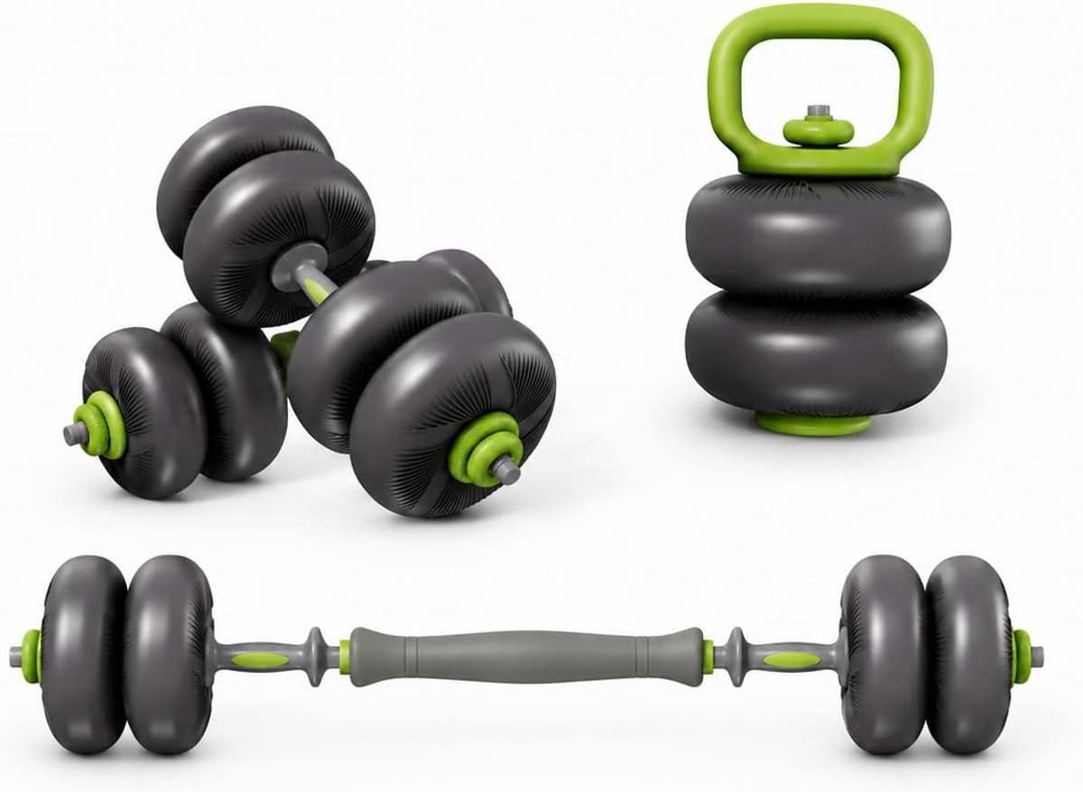Halters Set 20 Kg 25 Kg als Barbell, Kettlebells, Push-Up Greep, Halterschijven vrije Gewichtenset Met Connector, 4-In-1 Halterset Gebruikt voor Home Gym