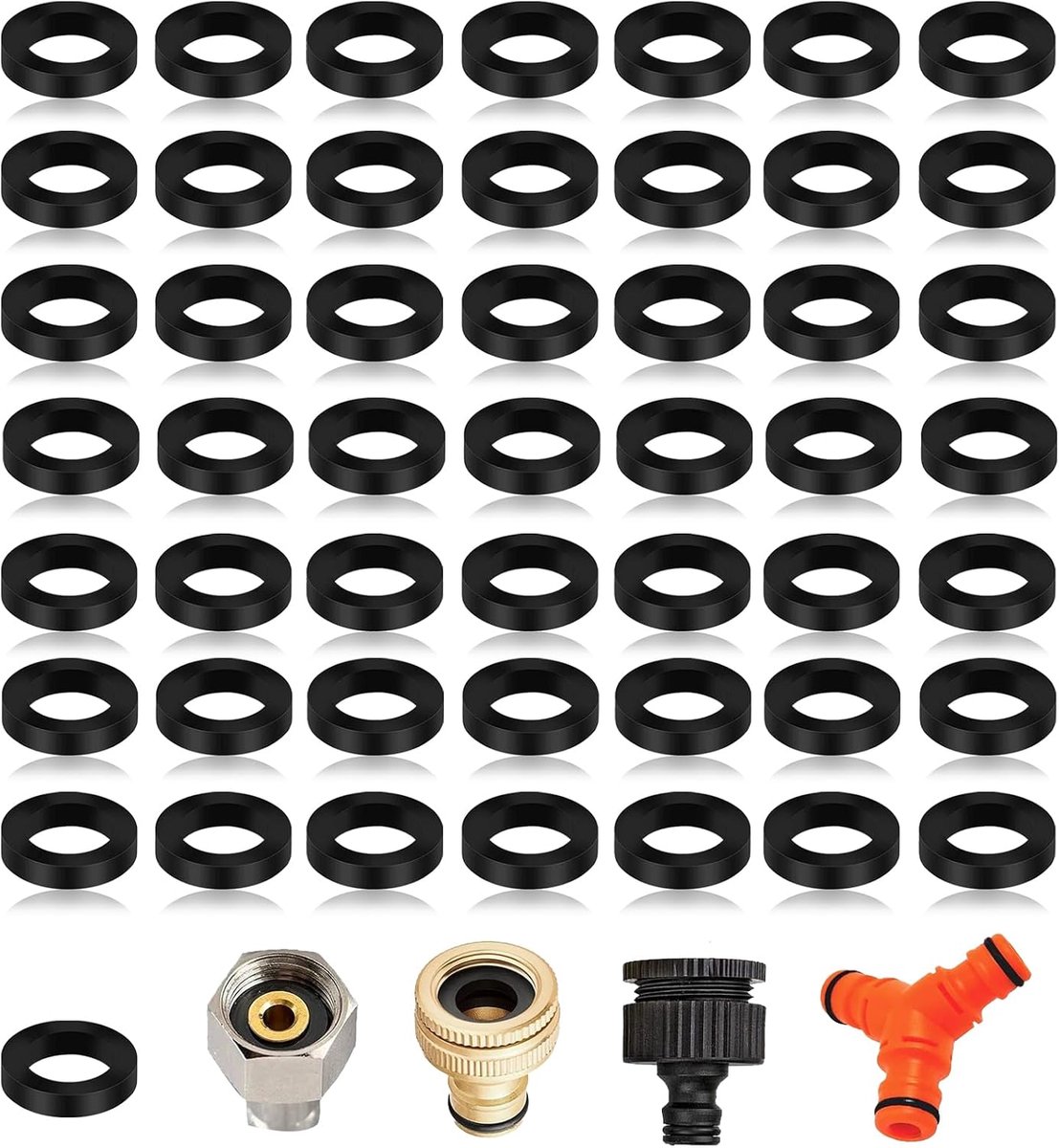 50 stuks Slangringen set, onderlegschijven set zwart, rubberen afdichtring Ø19mm 1/2 inch voor douchekoppen, doucheslangen en kranen – lekvrije waterdichte aansluiting voor badkamer & sanitair