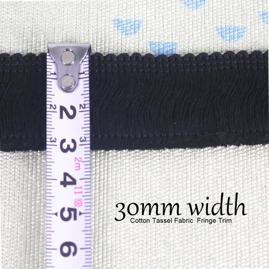 10 Yards Zwart 30Mm Katoen Kwastje Stof Fringe Trim Voor Naaien Quilten Kleding Accessoires Lamp Schaduw Gordijn Woondecoratie — afbeelding 2