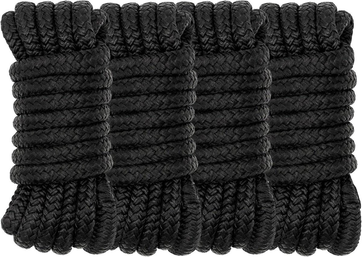 4 stuks 12 mm x 6 m dubbel gevlochten nylon doklijnen boottouwen voor aanmeren met lus Marine Grade Mooring Lijnen met 12 inch Pre-Gesplitst Oog Hoge Sterkte Ankertouw voor Ponton Speedboot