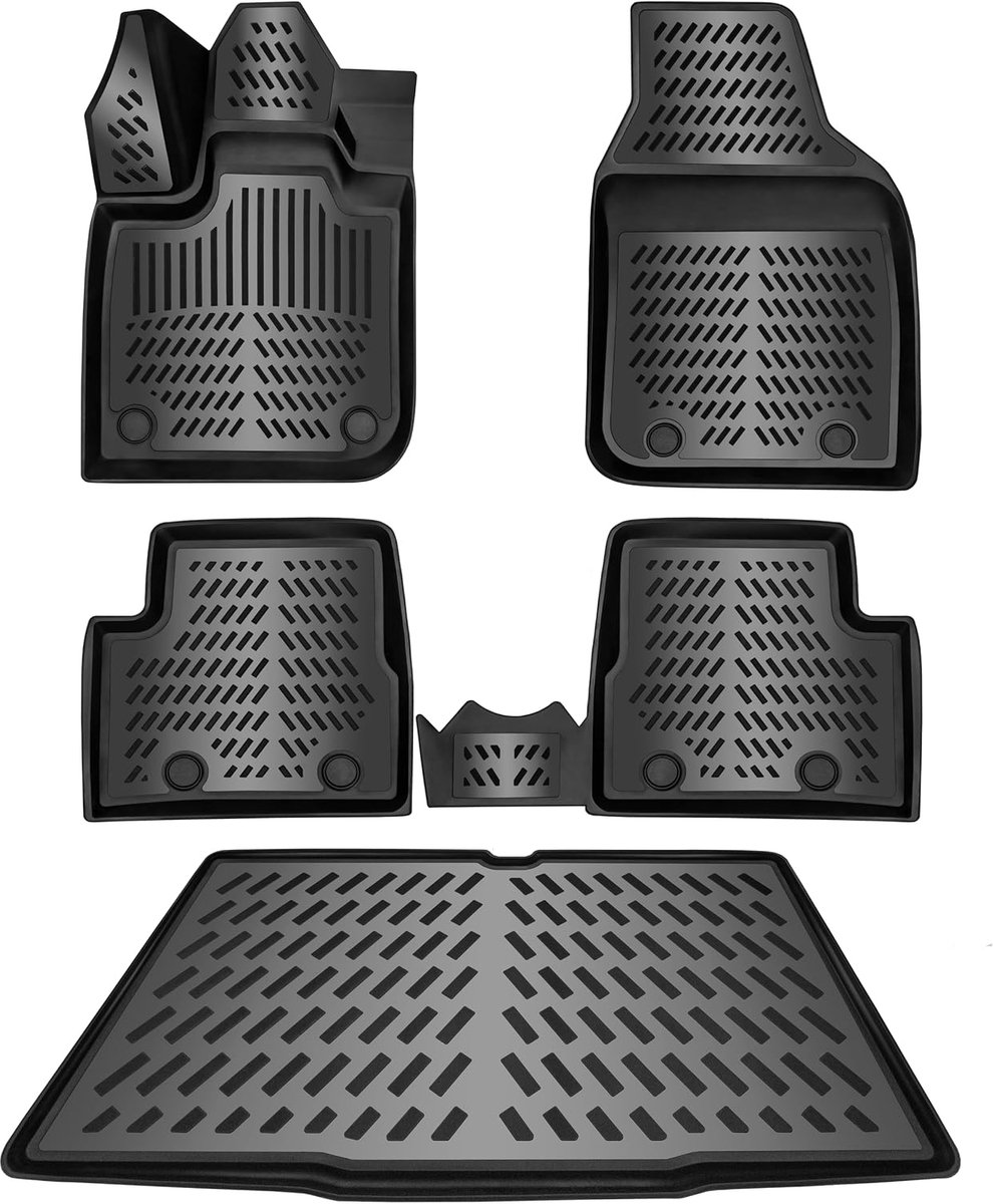 Rubberen matten & kofferbakkuipset voor Fiat 500 E vanaf 2020 (elektrisch 500e) | vloermatten & kofferbakmat