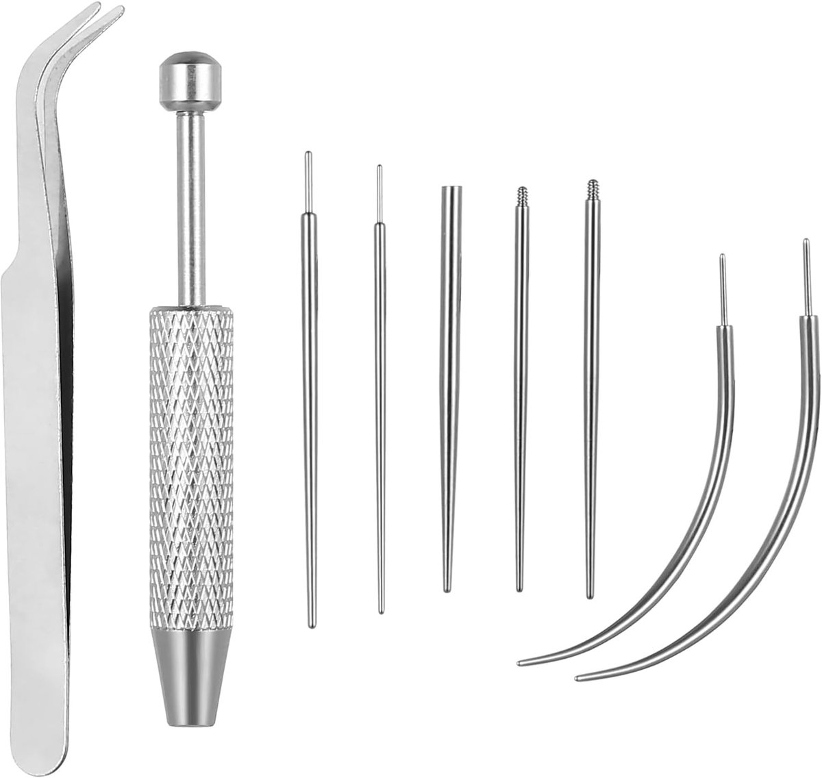 9 stuks piercingset doe-het-zelf steken, 16 g 18 gigiercing taper insert piercingbal roper, piercingnaalden, roestvrijstalen piercing, gereedschap accessoires voor oren neus lip buik