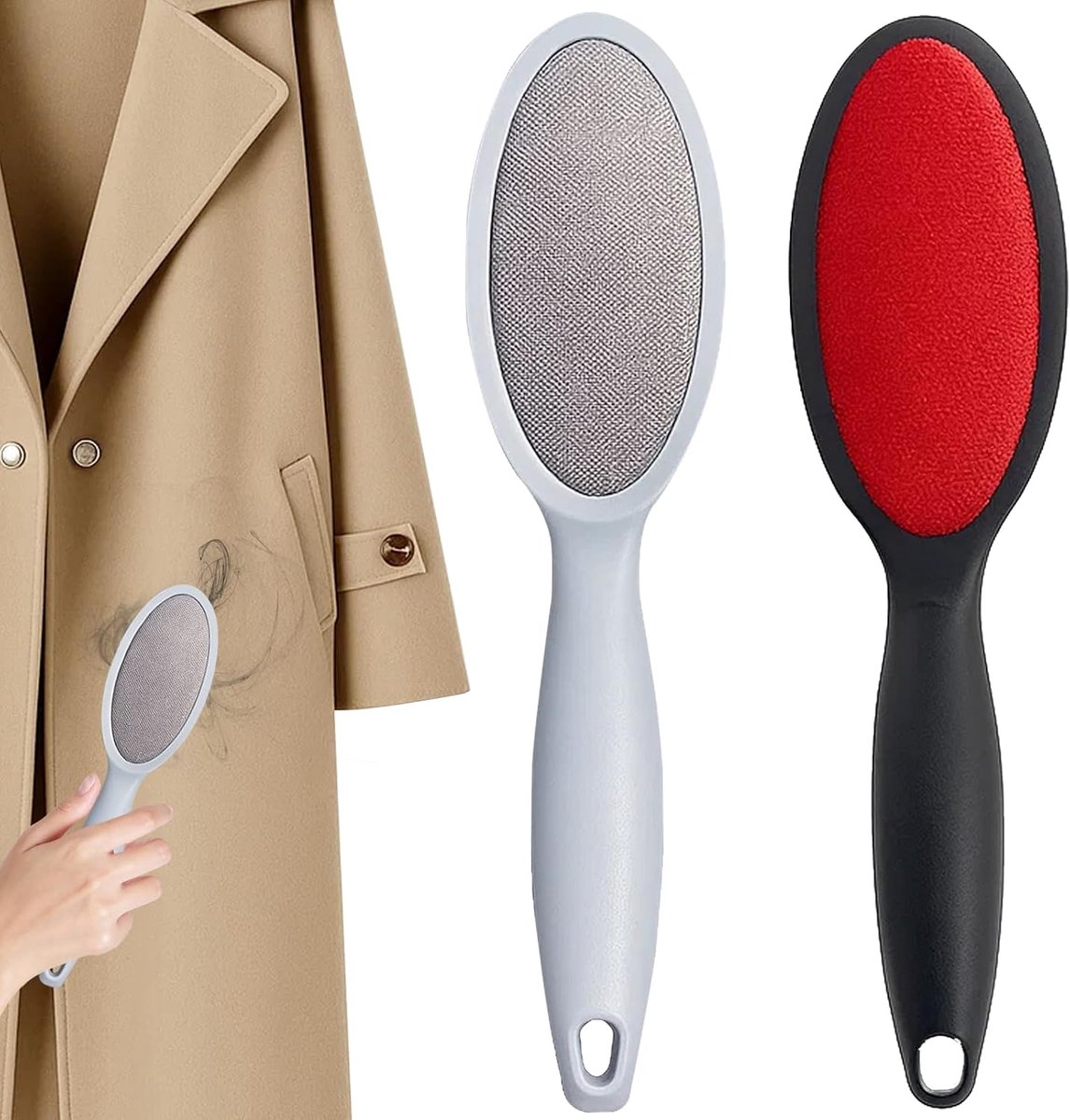 2 stuks pluisborstel, dubbelzijdige kledingborstel voor dierenharen en pluisjes, pluisverwijderaar en wolwalk-borstel, zwart, grijsblauw, voor kleding, meubels en autostoelen, 2 stuks