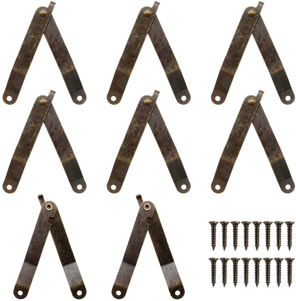 8 stuks scharnieren van verzinkt ijzer, retro scharnier, afmetingen 83 mm lang en 11 mm, klapscharnier met vergrendeling voor meubels, deur, dekselsteun, kastdeur