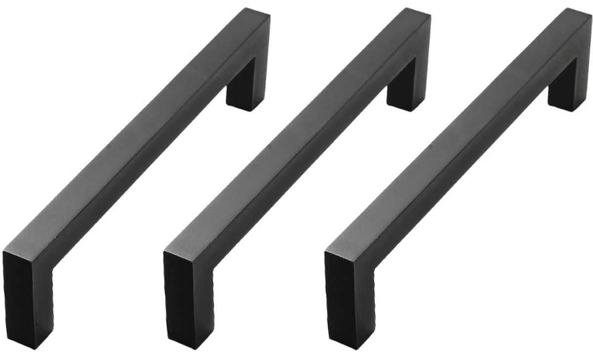 3 stuks meubelgrepen, massief zwart, kastgrepen, keukengrepen, gatafstand 128 mm, ladegrepen, ladegrepen, handgrepen voor keukenkasten, kledingkast