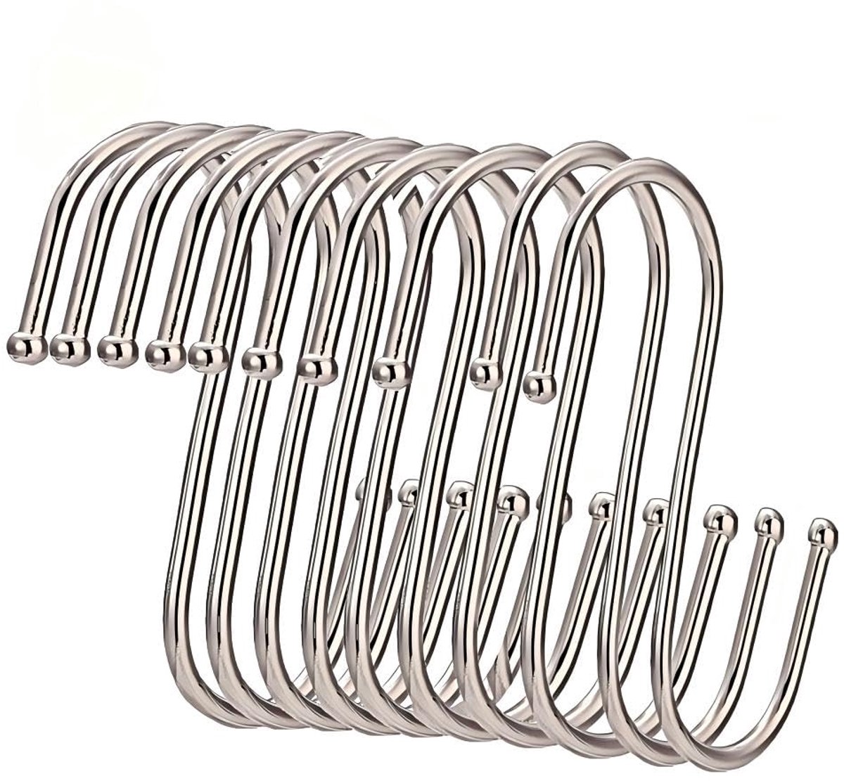 S-Haken, 12 cm Grote S-vormige Haak, Roestvrij Staal S-haak om op te Hangen voor Keuken, Badkamer, Slaapkamer, Woonkamer en Kantoor (Zilver)