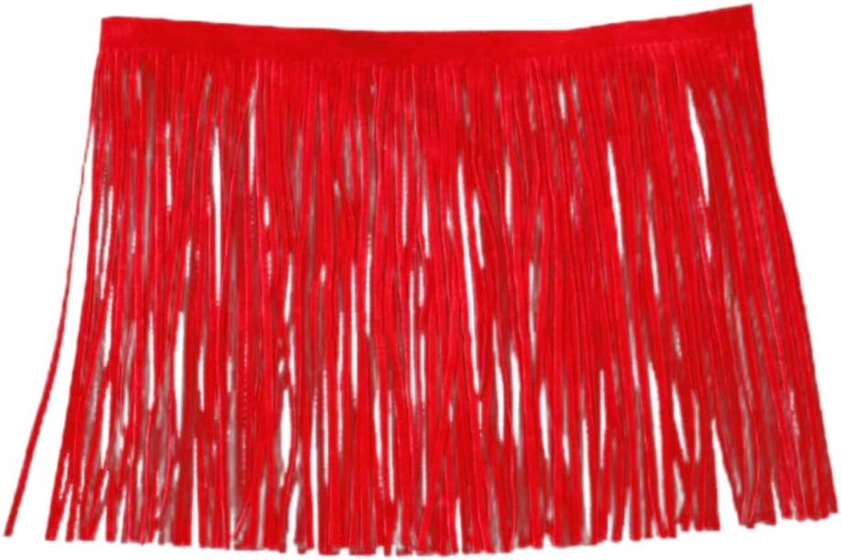 1 m × 15 cm franjeboord, suède kwastband, imitatie suède, franjeversiering, franjelint, decoratief lint, kwastjes, franjes, linten, voor doe-het-zelf knutselen, naaien, kledingdecoratie, rood
