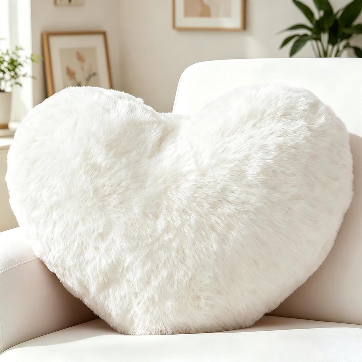 hartkussen van pluche, hartvormig kussen, knuffelkussen, pluche liefde, sierkussen, romantisch cadeau voor verjaardag, Valentijnsdag of Moederdag, voor bank, bed (wit)