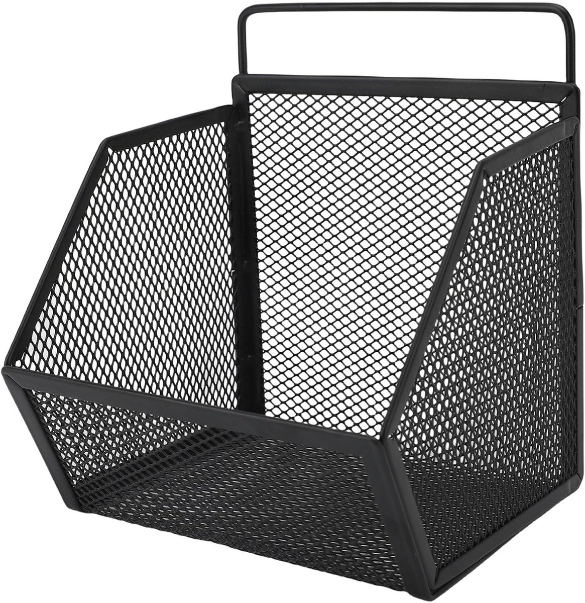 Pongnas Compacte Zelfklevende Metalen Hangende Draadmand voor keuken-, badkamer- en Slaapkameropslag, 13,2x10x15cm Wit (WHITE) (BLACK)