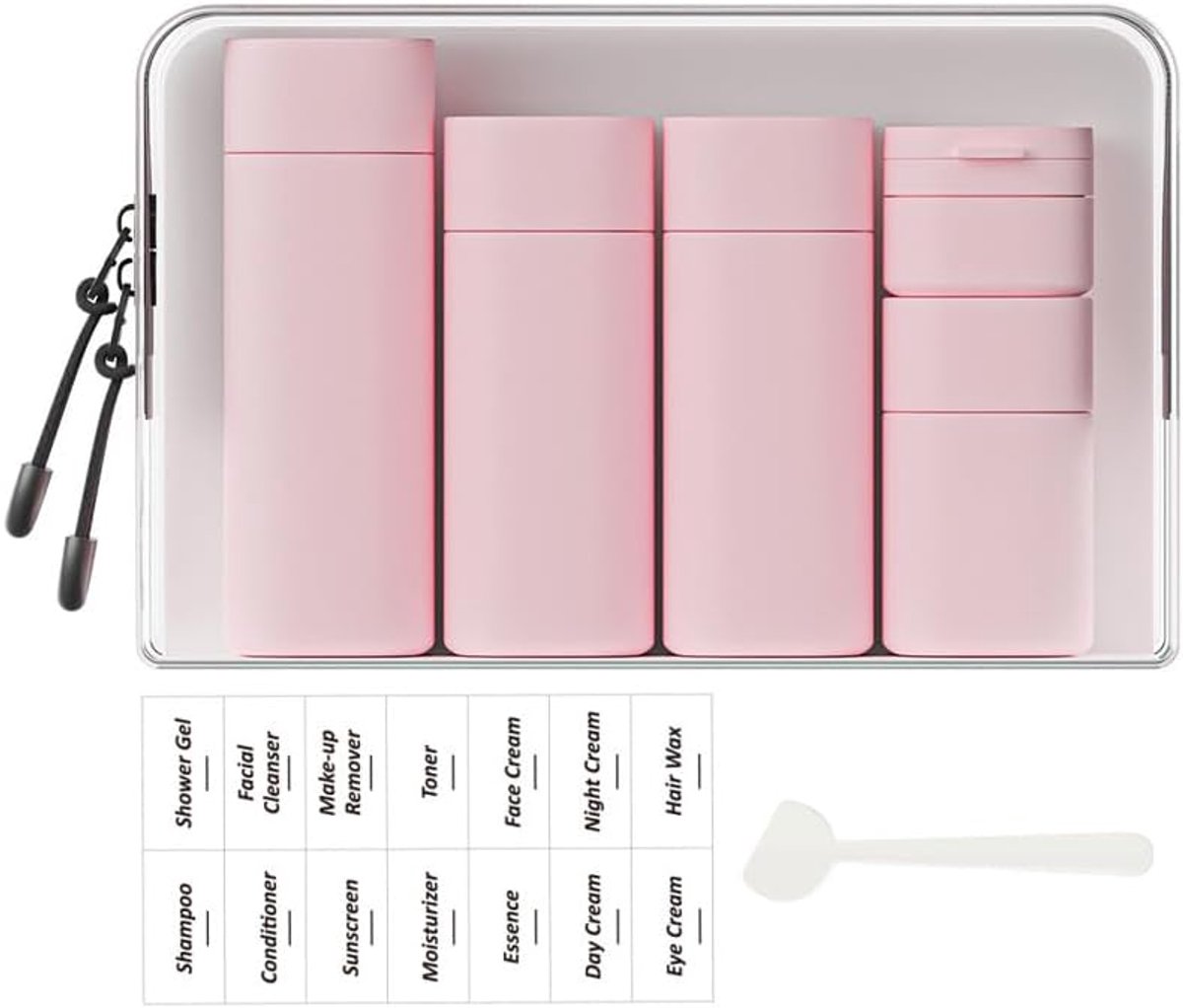 SnelShoppen - 5-pack korte modieuze reisflessen TSA goedgekeurd, BPA-vrije navulbare knijpflessen voor cosmetische shampoo crème conditioner lotion ze
