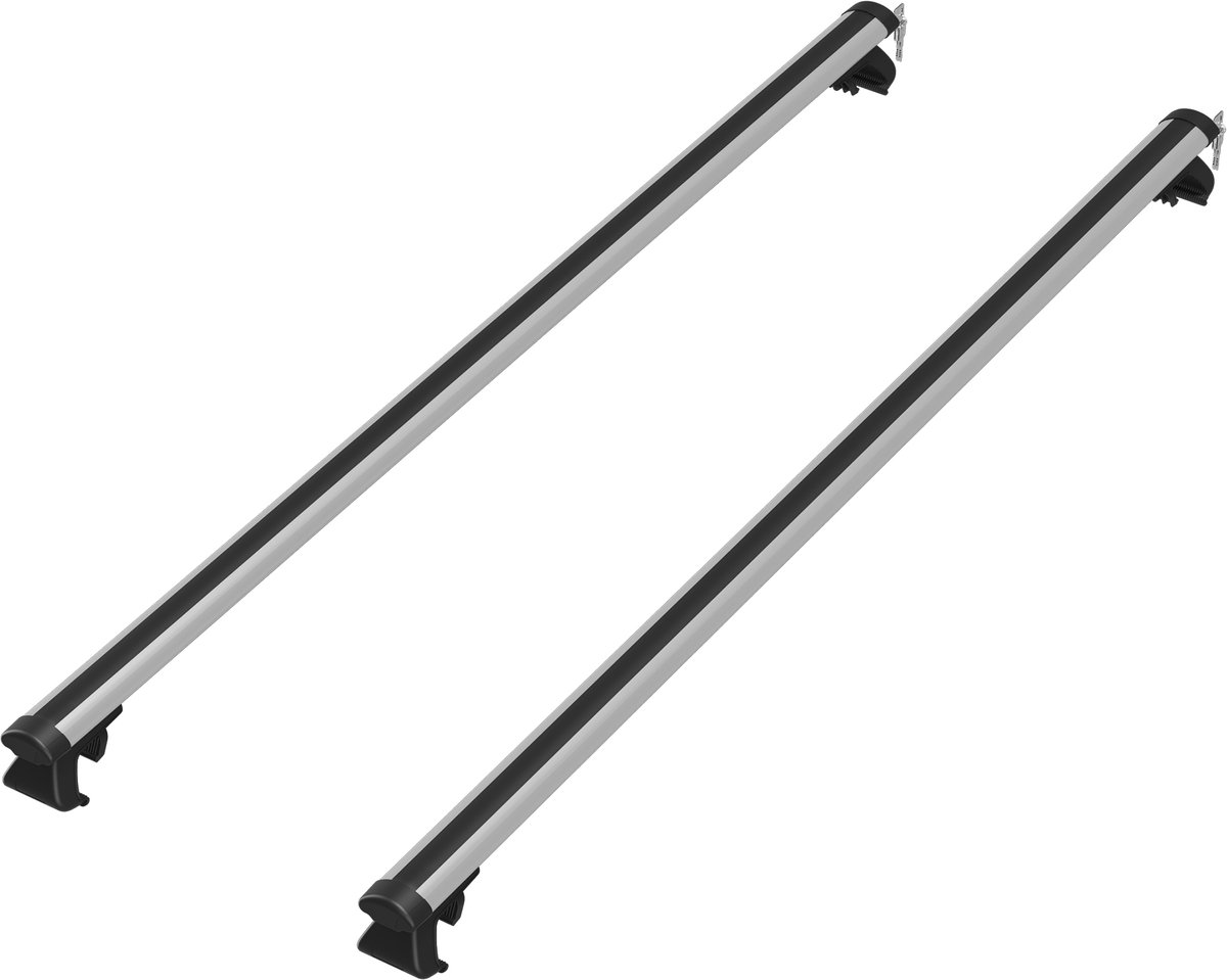 "Universele Dakdragers, 123,5 x 5,5 x 7 cm Aluminium Dakdragers, Verstelbare Dakdragers met Sloten Inclusief 2 sleutels, voor SUV's, Sedans en Bestelwagens, Zilver en zwart "