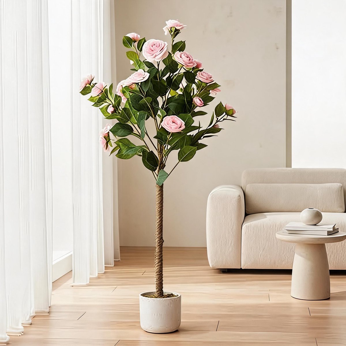HOERFURIY - Roze Kunst Camellia Boom 1 stuk - 20 Bloemen - 3.6FT All Season Decor
