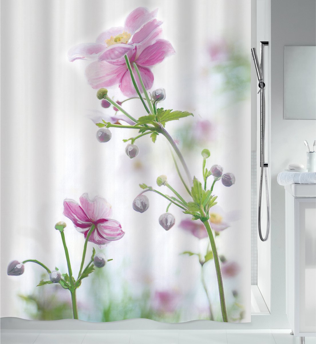 Spirella Douchegordijn Anti-Schimmel - Waterdicht Douchegordijn Polyester - Stijlvol Design voor de Badkamer