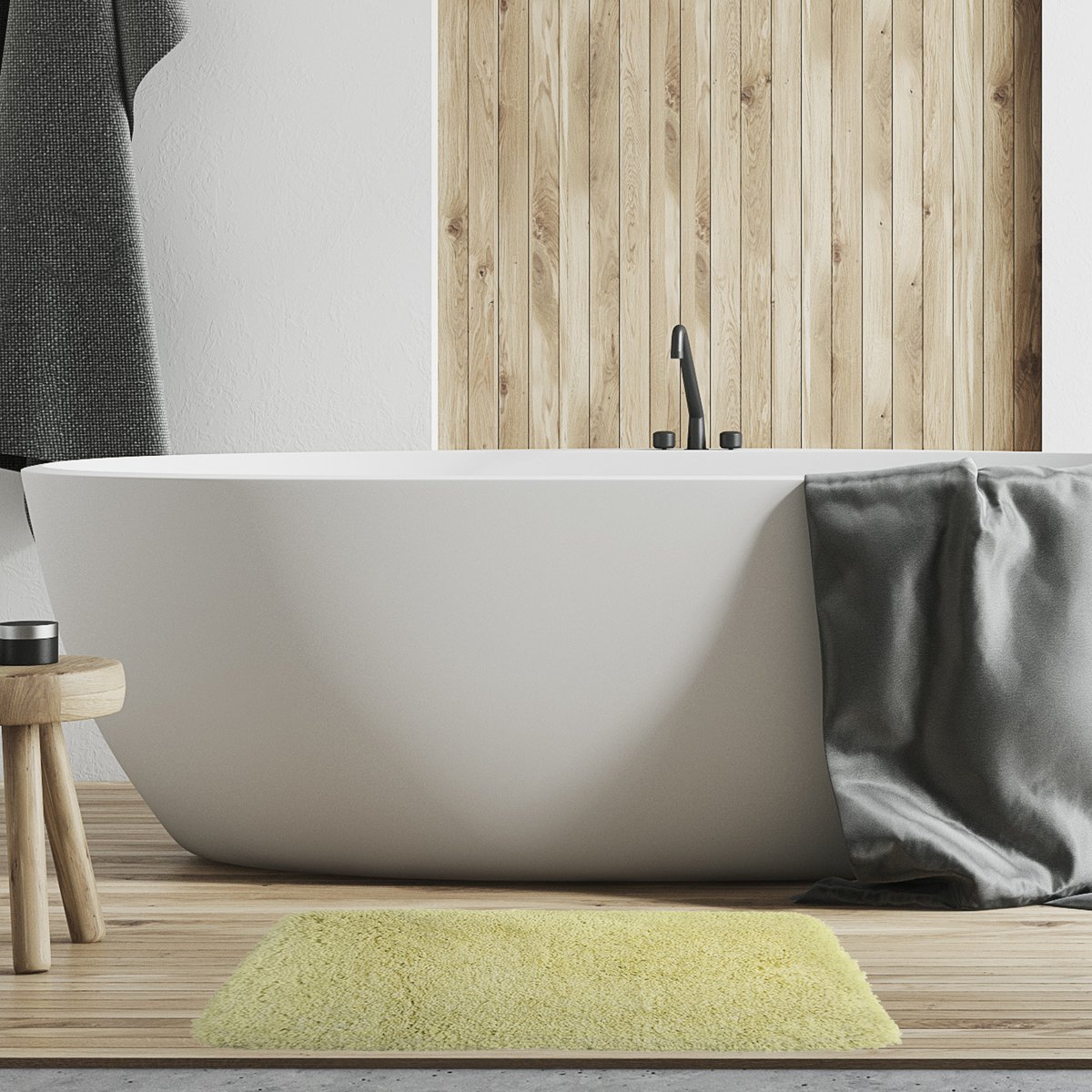 Spirella Badmat – Antislip Badkamermat van Microvezel – Zachte Badmatten met Lange Pool van 40 mm voor Douche en Bad