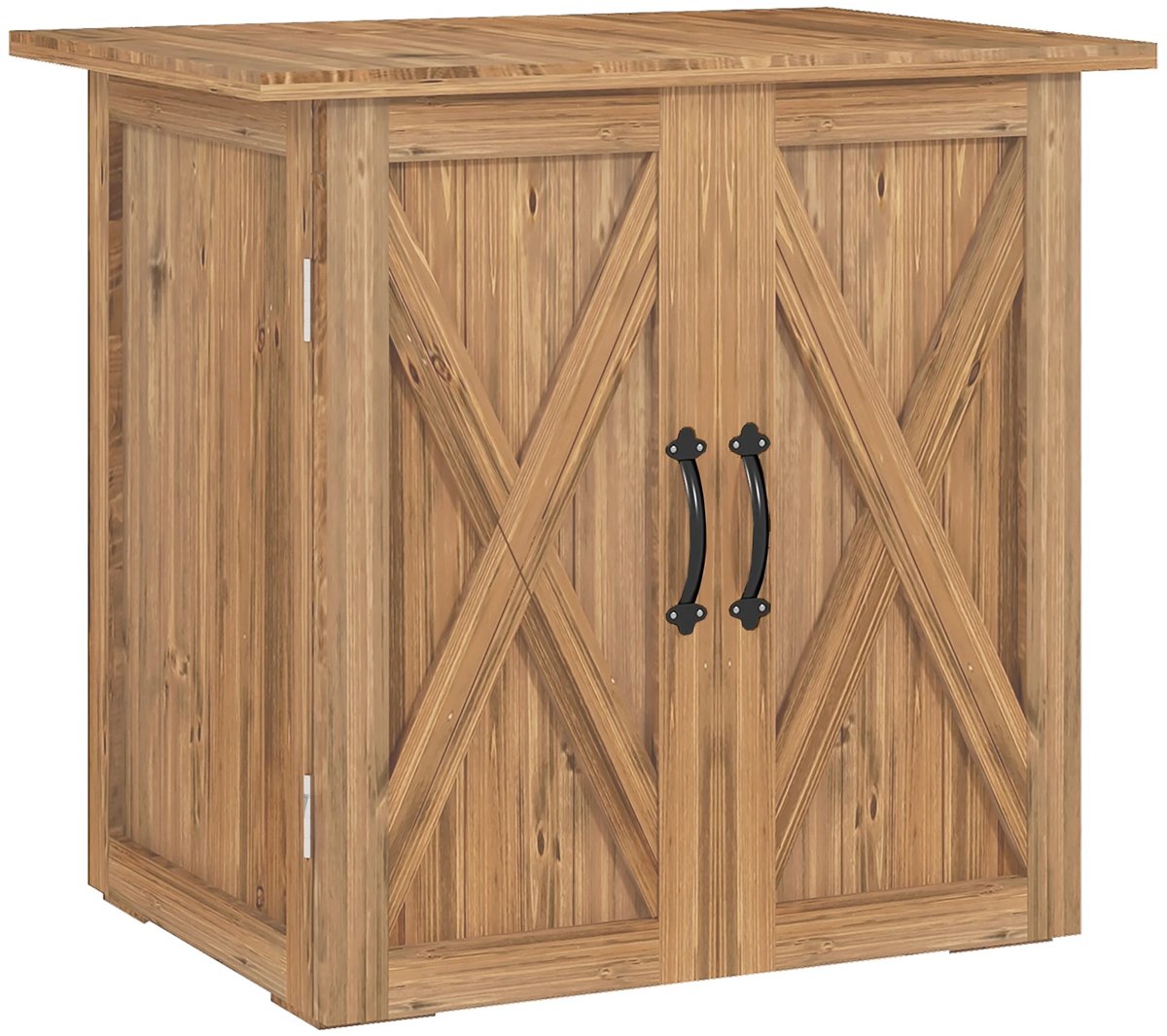 Archi Tuinkast – Houten Opbergkast – 2 Magnetische Deuren – Massief Vurenhout – Bruin – 77 × 55 × 72 cm