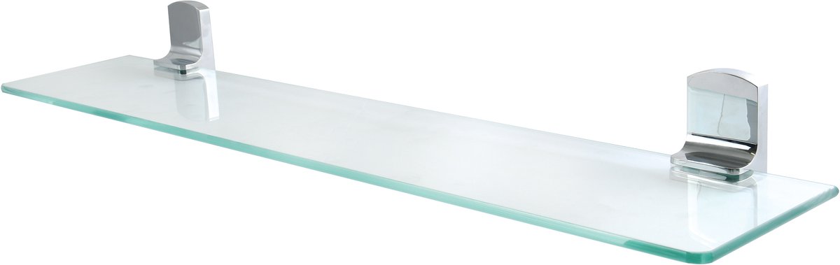Spirella TAKU Atlantic Glazen Wandplanchet Badkamer – Badkamer Planchet met Verchroomd Stalen Frame – Glazen Planchet 60 x 13,5 x 6 cm