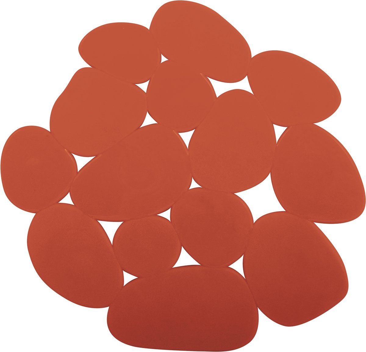 MSV Antislip Badmat Set – 4-Delige Douchemat met Zuignappen – Antibacterieel PVC – Kiezelsteendesign – Terracotta – 13 × 11 cm per Stuk