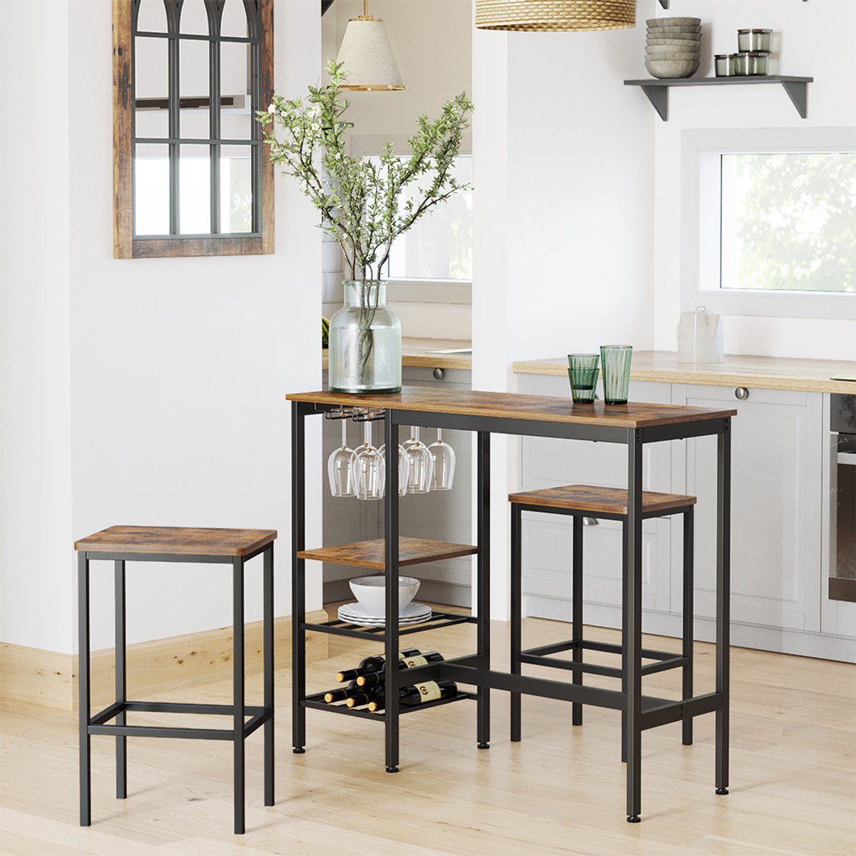 Bartafel met beugels – Vintage Bruin-zwart
